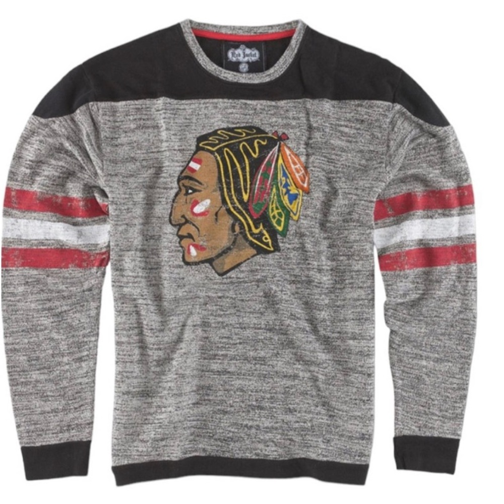 0747 NWT Authentic Chicago Blackhawks PrestonL/S Crewneck by Red Jacket.Sz M